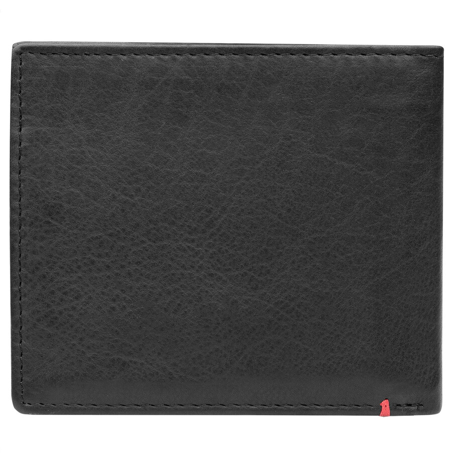 portafoglio in pelle nera - design con piastra in metallo basso
