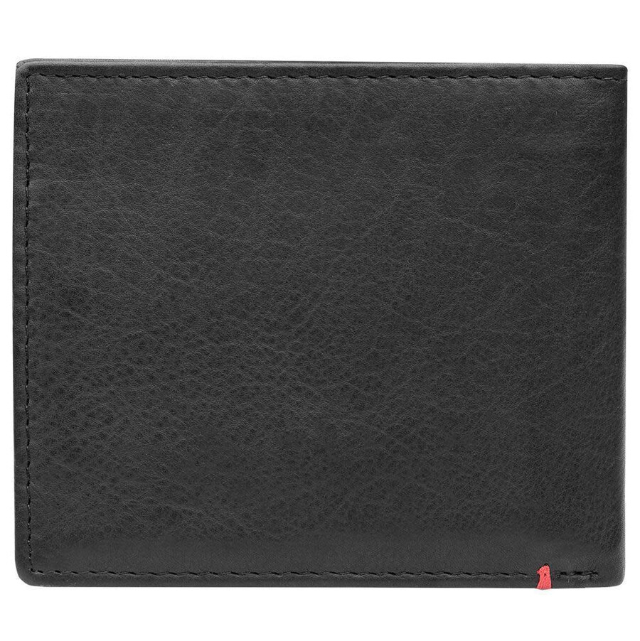 portafoglio in pelle nera - design con piastra in metallo basso