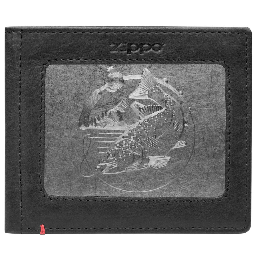 portafoglio in pelle nera - design con piastra in metallo basso