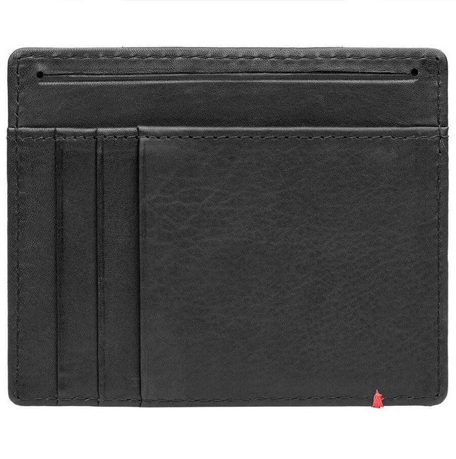 portafoglio in pelle nera - design con piastra in metallo basso